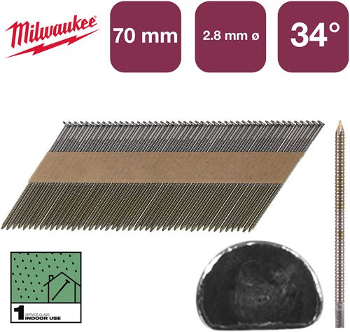 Load image into Gallery viewer, Milwaukee accessoires nagels d-kop 34° 70mm rs b sc1 | 2.200 stuks - 4932492601