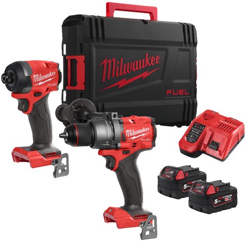 Load image into Gallery viewer, Milwaukee m18 fpp2a3-502x fuel power pack | m18fpd3 m18fid3 | 2x 5.0 ah accu + lader | in hd-koffer - 4933480873