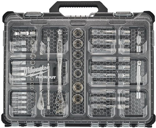 Load image into Gallery viewer, Milwaukee ratel- en dopsleutelset packout metrisch ¼ ½ (63-delig) - 4932493661