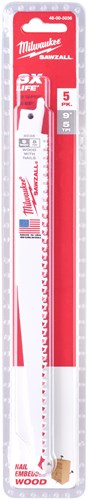 Chargez l'image dans la visionneuse de la galerie, Milwaukee accessoires milwaukee sloopzaagbladen | thin kerf | hout met spijkers | 230mm x 5 tpi | 5 stuks - 48475036
