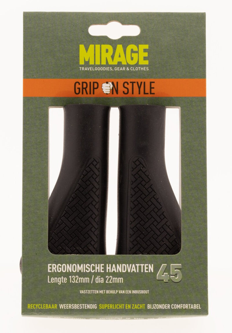 Load image into Gallery viewer, Mirage Fiets Handvatten - Ergonomisch, Zwart, 132mm