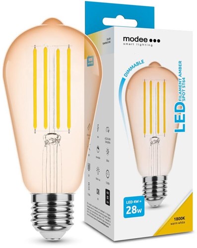 Afbeelding laden in galerijviewer, Enzo modee led st64 e27 4-28w 1800k filament amber dimbaar - led7470