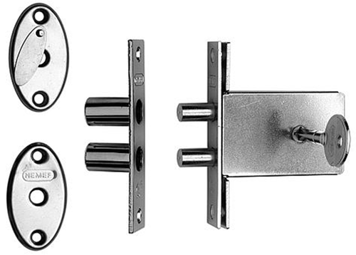 Cargue la imagen en el visor de la galería, Nemef 1008 veiligheidsbijzetslot | skg* | dm47mm | 22x101mm rechthoekig | set van 3 stuks | gelijksluitend | dr 1+2+3+4 - 9100800453