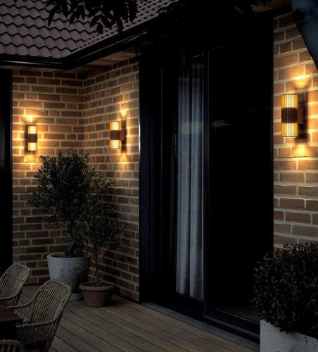 Cargue la imagen en el visor de la galería, Enzo nordlux wandlamp aludra rond dubbel 2x e27 bruin ip54 - 4800945