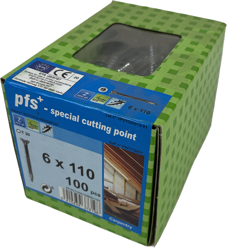 Load image into Gallery viewer, Pgb-europe pfs+ | spaanplaatschroef pfs+ vzk-t ø 6x110 zn | 100 st - pfwvtg001006001103