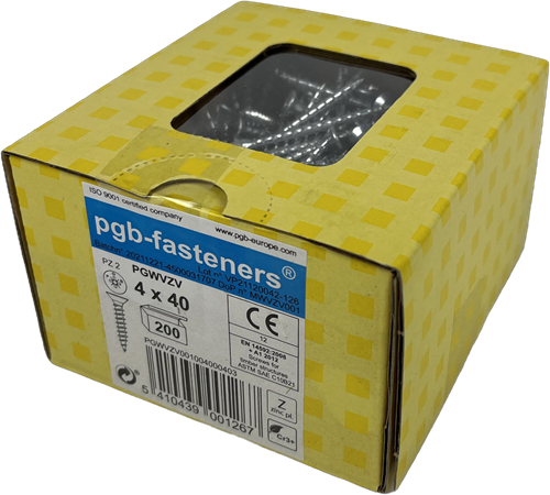 Chargez l'image dans la visionneuse de la galerie, Pgb-europe pgb-fasteners | spaanplaatschroef ø 4,0x40 mm pozidrive pz2 - voldraad verzinkt | 200 st - pgwvzv001004000403