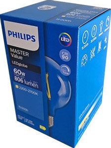 Laden Sie das Bild in Galerie -Viewer, Philips master value ledglobe e27 93mm filament helder 5.9w 806lm - 922-927 zeer warm wit | beste kleurweergave - dimbaar - vervangt 60w