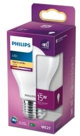 ギャラリービューアに画像をロードする, Philips led lamp - standaard lampvorm met e27 fitting - warmwit licht: 2700k - 15w - mat glas