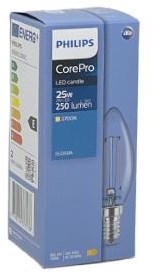 Chargez l'image dans la visionneuse de la galerie, Philips led kaars e14 2-25w 2700k filament helder - led3713