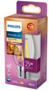 Afbeelding laden in galerijviewer, Philips led kaars e14 2,5-25w filament helder warmglow blister - 5100304