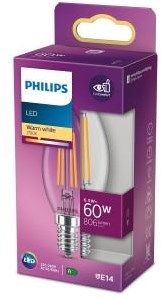 Afbeelding laden in galerijviewer, Philips led lamp - kaarslamp met e14 fitting - warmwit licht: 2700k - 60w - helder glas