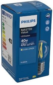 Afbeelding laden in galerijviewer, Philips led kogel e27 3,4-40w filament helder dimtone - led3747