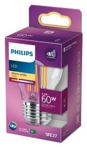 ギャラリービューアに画像をロードする, Philips led lamp - kogellamp met e27 fitting - warmwit licht: 2700k - 60w - helder glas