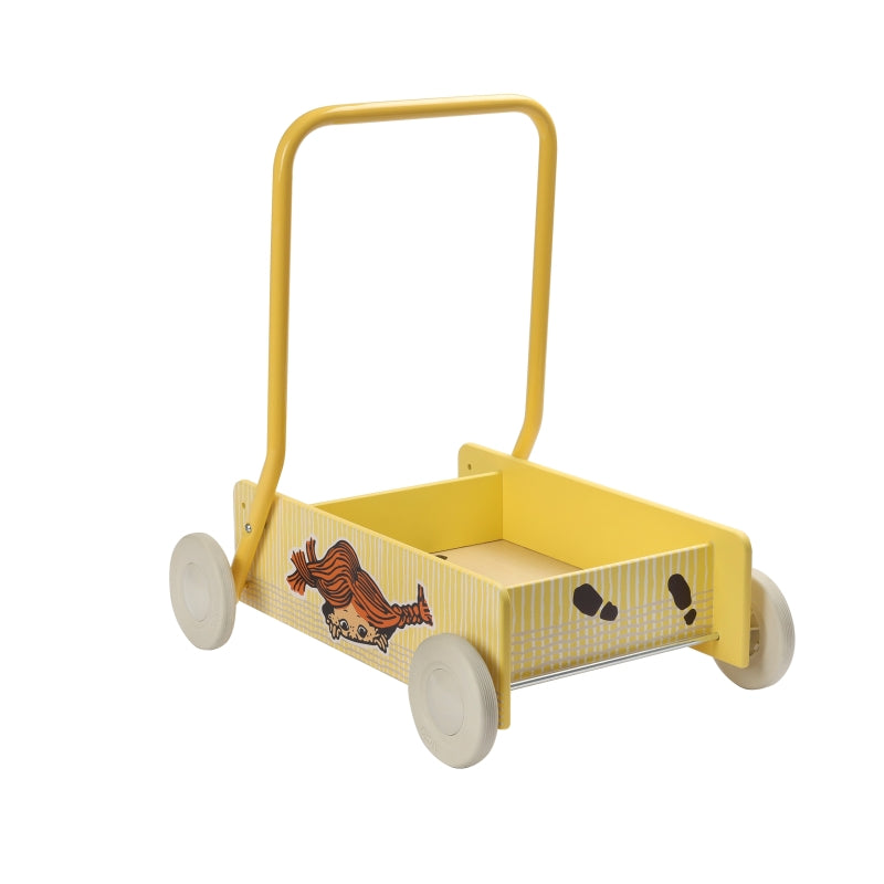 Load image into Gallery viewer, Kinderboekenlicenties pippi houten loopwagen geel