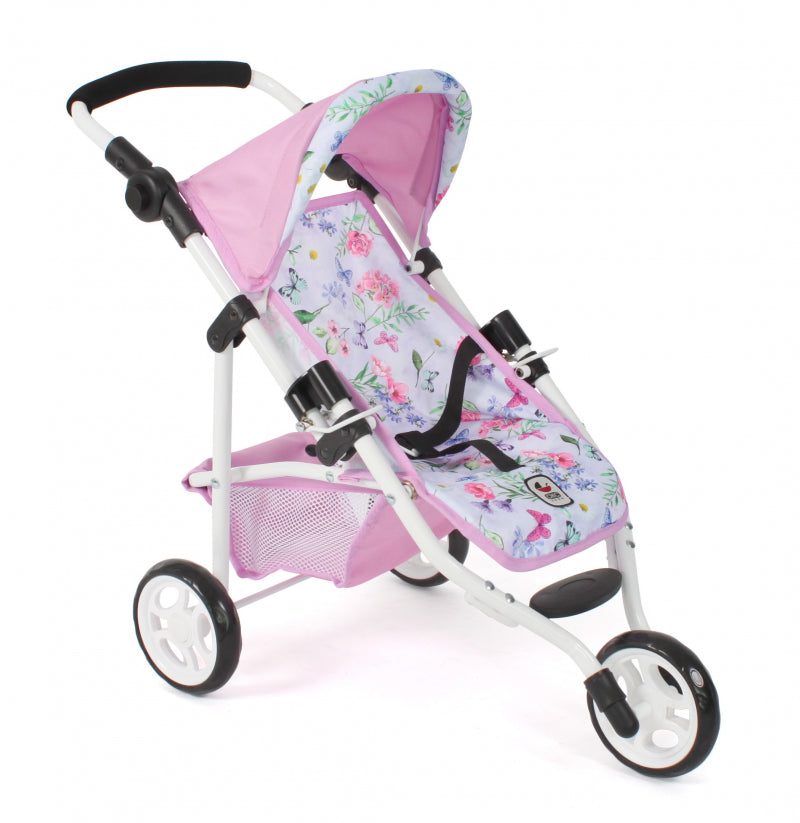 Load image into Gallery viewer, Bayer chic poppenbuggy jogging lola (bloemen wit roze)