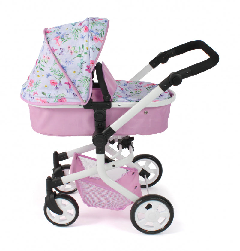 Load image into Gallery viewer, Bayer chic poppenwagen mika combi (bloemen wit roze)