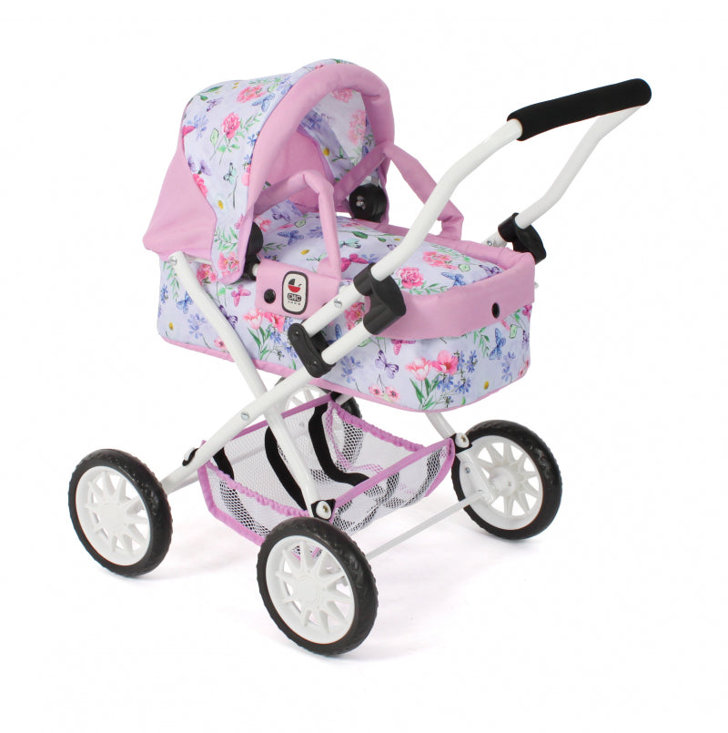 Load image into Gallery viewer, Bayer chic poppenwagen smarty (bloemen wit roze)