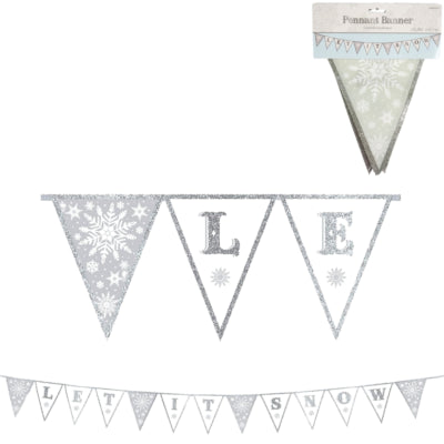 Load image into Gallery viewer, Vlaggenlijn let it snow textiel 3 m | 12 stuks