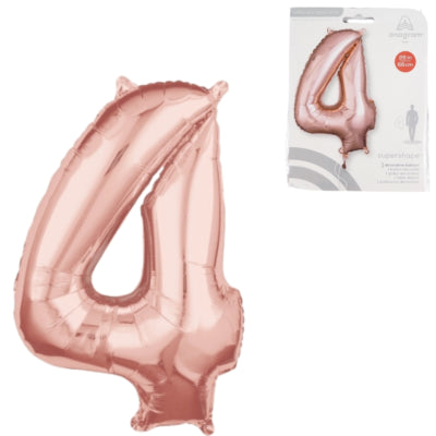 Cargue la imagen en el visor de la galería, Amscan folie ballon cijfer 4 rosé goudkleurig 66 cm | 40 stuks