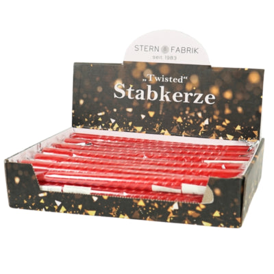 Afbeelding laden in galerijviewer, Stern fabrik dinerkaars twist rood 2,2 x 25 cm | 36 stuks
