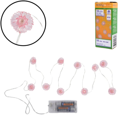 Cargue la imagen en el visor de la galería, Lichtketting roze bloemen led op batterij 120 cm | 25 stuks