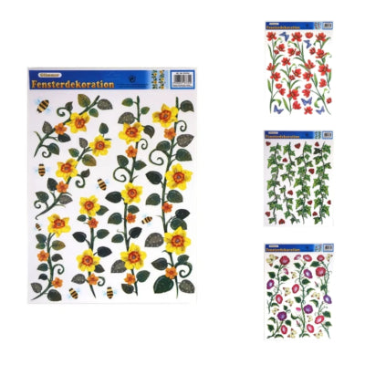 Chargez l'image dans la visionneuse de la galerie, Raamsticker bloemen 42 cm 4 assorti | 50 stuks