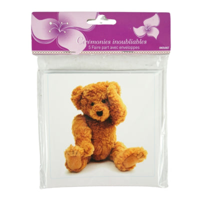 Laden Sie das Bild in Galerie -Viewer, Kennisgevingskaarten babyshower teddybeer 12 cm 5 stuks | 48 stuks