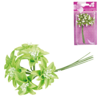 Load image into Gallery viewer, Decoratiebloem groen 13 cm set van 6 | 24 stuks