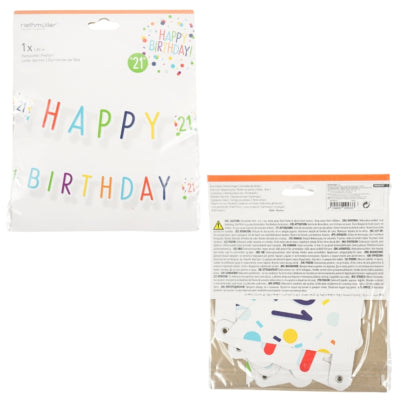 Chargez l'image dans la visionneuse de la galerie, Amscan letterslinger happy birthday 21 jaar confetti 180 cm | 40 stuks