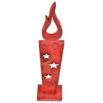 Laden Sie das Bild in Galerie -Viewer, Beeld kaars led op batterij hout rood 36 cm | 12 stuks