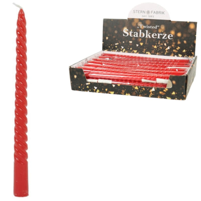 Afbeelding laden in galerijviewer, Stern fabrik dinerkaars twist rood 2,2 x 25 cm | 36 stuks