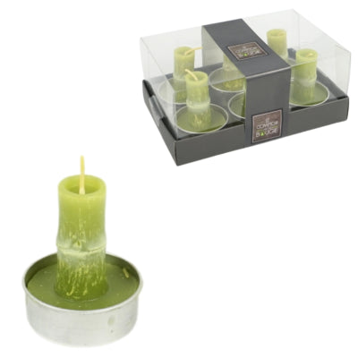 Load image into Gallery viewer, Theelichten bamboe groen 5 cm 6 stuks | 24 stuks