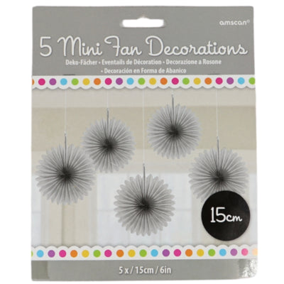 Load image into Gallery viewer, Amscan decoratieve waaiers zilverkleurig 15 cm set van 5 | 24 stuks