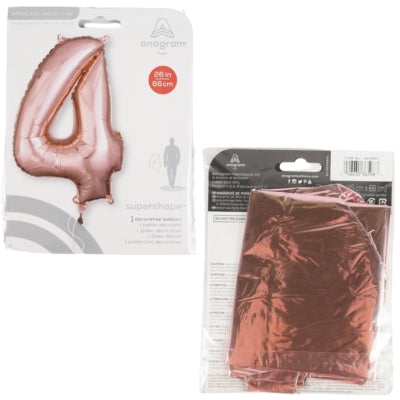 Cargue la imagen en el visor de la galería, Amscan folie ballon cijfer 4 rosé goudkleurig 66 cm | 40 stuks