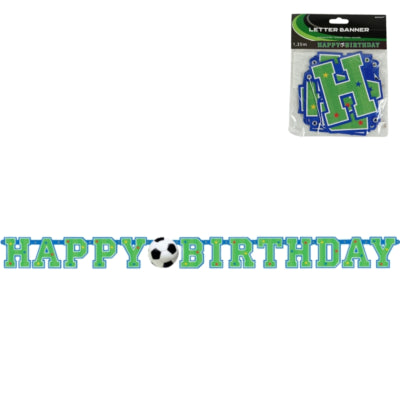 Afbeelding laden in galerijviewer, Amscan letterslinger happy birthday voetbal 135 cm | 24 stuks