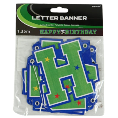 Afbeelding laden in galerijviewer, Amscan letterslinger happy birthday voetbal 135 cm | 24 stuks