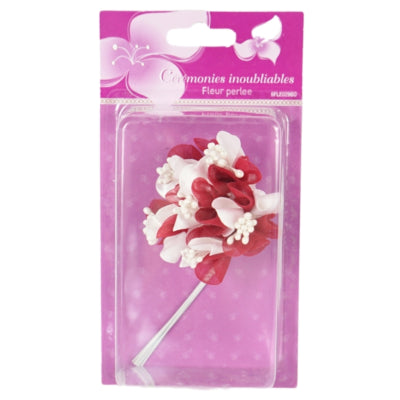 Cargue la imagen en el visor de la galería, Decoratiebloem met parels rood 13 cm set van 6 | 24 stuks