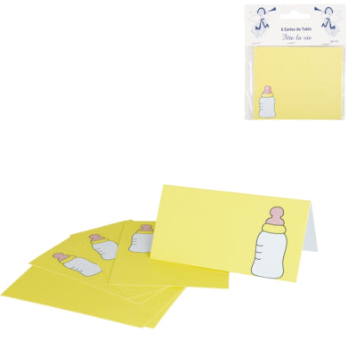 Laden Sie das Bild in Galerie -Viewer, Tafelkaartjes babyfles geel 10 cm 6 stuks | 24 stuks