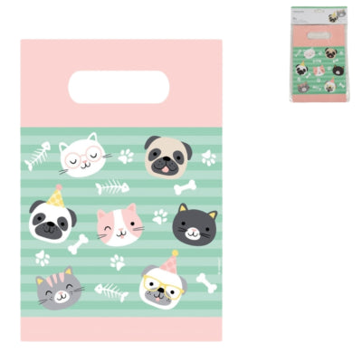 Load image into Gallery viewer, Amscan hello pets geschenktas hond kat 23.5 cm set van 8 | 20 stuks