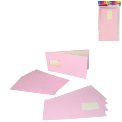 Cargue la imagen en el visor de la galería, Uitnodigingskaarten en enveloppen roze 5 stuks | 48 stuks