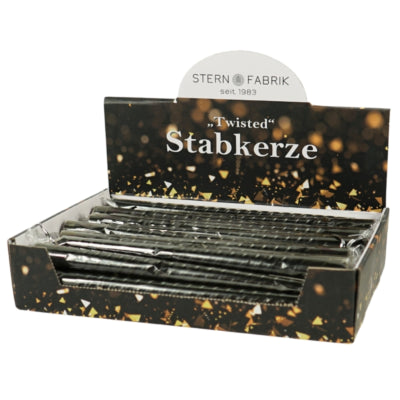 Afbeelding laden in galerijviewer, Stern fabrik dinerkaars twist zwart 2,2 x 25 cm | 36 stuks