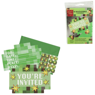 Cargue la imagen en el visor de la galería, Amscan uitnodigingskaarten met envelop tnt minecraft 15 cm 8 stuks | 36 stuks
