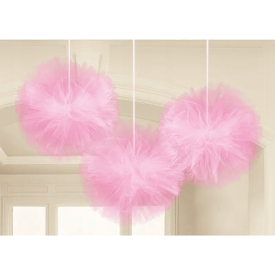 Afbeelding laden in galerijviewer, Amscan decoratie tule pompom roze 30 cm set van 3 | 27 stuks
