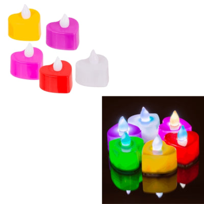Load image into Gallery viewer, Theelicht hart led op batterij multicolor set van 6 | 12 stuks