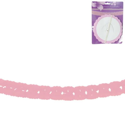 Load image into Gallery viewer, Slinger rond papier roze 3 m | 24 stuks