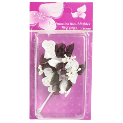 Chargez l'image dans la visionneuse de la galerie, Decoratiebloem met parels bruin 13 cm set van 6 | 24 stuks