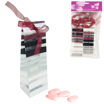 Load image into Gallery viewer, Geschenktas gestreept bordeaux 15 cm 6 stuks | 24 stuks
