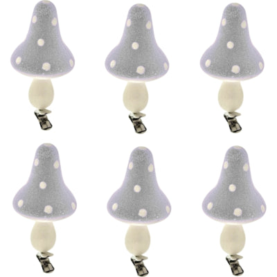Laden Sie das Bild in Galerie -Viewer, Decoratie paddenstoelen op clip grijs 9 cm set van 6 | 12 stuks