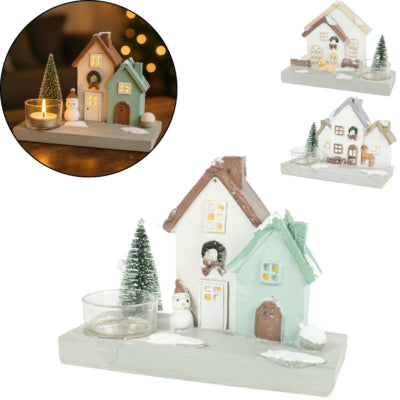 Laden Sie das Bild in Galerie -Viewer, Theelichthouder huis kerst 16 cm 3 assorti b-keus | 16 stuks
