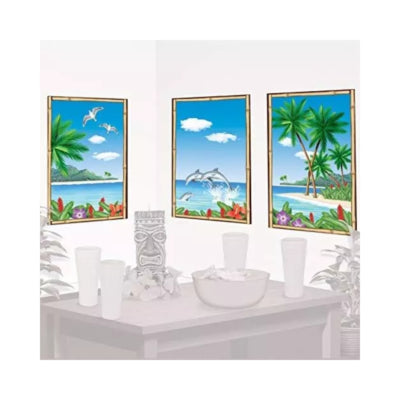 Afbeelding laden in galerijviewer, Amscan wanddecoratie drieluik poster tropical 85 cm set van 3 | 24 stuks